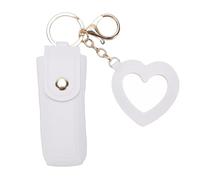 Walfront Custodia per Rossetto, Porta Rossetto in Pelle PU con Custodia Portatile a Specchio per Donna, Organizer Portachiavi per Viaggi e Uso Quotidiano (WHITE)