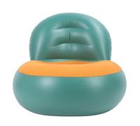 Walfront Divano Gonfiabile, Divano Ad Aria in Materiale Floccato in PVC con Supporto Ergonomico per la Schiena, Gonfiabile Compatto per Soggiorno, Giardino e Bordo Piscina (GREEN)