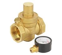 Walfront DN32 Ajustable Ottone Acqua Flusso Valvola Riduttore Pressione con Manometro Femmina 0,05~0,8mpa (7,25~116psi)