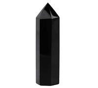 Walfront Esagonale Naturale al Quarzo 1pc Nero Ossidiana Punto di guarigione Esagonale Bacchetta Colonna