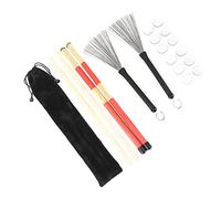 Walfront Kit di Bacchette con Ruta in Legno d'acero e Gomma con Spazzola e Smorzatore per Musicisti e Appassionati di Batteria (M02757 Trasparente)