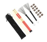 Walfront Kit di Bacchette con Ruta in Legno d'acero e Gomma con Spazzola e Smorzatore per Musicisti e Appassionati di Batteria (M02762 Caffè)