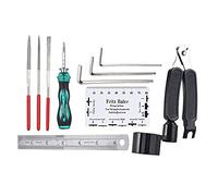 Walfront Kit di Manutenzione della Chitarra Strumenti di Configurazione di Chitarra Completi con Strumento di Livellamento del Rocker di Tasti Argentati e Chiave Esagonale per il Banjo