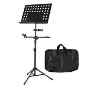 WALFRONT Leggio Portatile 3 in 1, Treppiede Regolabile in Metallo con Microfono e Supporto per Telefono per Musicisti e Streaming Live