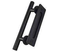 Walfront Maniglia per Porta Scorrevole in Acciaio al Carbonio Nero Maniglia Della Porta del Granaio Maniglia Hardware per Armadio Casa