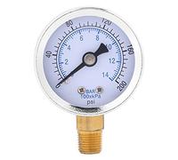 Walfront Manometro di Pressione dell'Acqua NPT 1/8 ", Manometro di Pressione Idraulica A Doppia Scala 0-14Bar 0-200psi Supporto Inferiore di NPT 1/8", TS 40