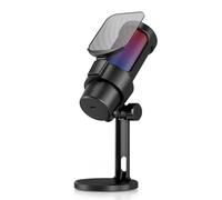 Walfront Microfono da Gioco USB ABS Metallo Microfono Dinamico per PC 192kHz 48bit RGB Illuminazione Mute Gain Knob Pickup Cardioide per Streaming Podcast Registrazione Meeting (BLACK)