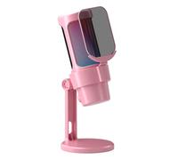 Walfront Microfono da Gioco USB ABS Metallo Microfono Dinamico per PC 192kHz 48bit RGB Illuminazione Mute Gain Knob Pickup Cardioide per Streaming Podcast Registrazione Meeting (PINK)