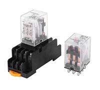 Walfront Mini Relè Elettromagnetico Intermedio a Bobina 24VDC/220VAC 2 Pezzi con Base 11 Pin 5A