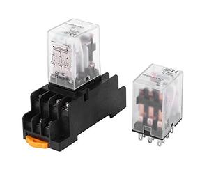 Walfront Mini Relè Elettromagnetico Intermedio a Bobina 24VDC/220VAC 2 Pezzi con Base 11 Pin 5A