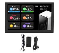 Walfront Mini Schermo USB IPS 5 Pollici Risoluzione 800x480 Sottoschermo HD Tipo C Monitor Dati PC Display Temperatura PC Computer con Connessione Facile per Visualizzazione (BLACK)