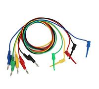 Walfront P1045 5Pcs Cavetti per Test a Banana, 4mm 1m Cavo impilabile Cavo a Banana Connettore a Coccodrillo Puntali a Clip per multimetro, Banana Cavo per Test