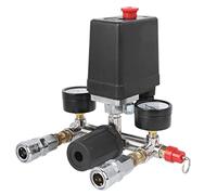 Walfront Pressostato Compressore Aria 5-8KG Doppio Manometro Valvola | Regolatore per Manifold, Cromo, Normalmente Chiuso, Scarico 6mm, Giunto 20mm, Valvola di Sfiato 12.5mm, Compatibile con