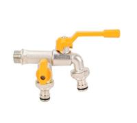 Walfront Rubinetto All'aperto 1 Ingresso 2 Uscita Splitter di Rubinetto Dell'acqua in Ottone 3/4 Pollici Montato Fuori Spigot per Giardino, Industria e Uso Domestico