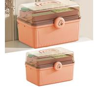 Walfront Scatola di Stoccaggio dei Medicinali, Plastica, 3 Strati, Grande capacità, Leggero e Portatile per il Pronto Soccorso e l'uso Domestico (PINK)