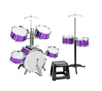 Walfront Set di Batteria, Pelle in PVC, 7 Tamburi con Sgabello, Facile Installazione per Principianti e Regali per le Vacanze (BLUE)