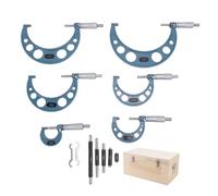 Walfront Set di Micrometri Esterni da 6 Pezzi Set di Strumenti di Misurazione con Punta in Metallo Duro Ultra Preciso Gamma 0-150mm Graduazione 0,01 Mm Precisione 0,01 Mm con Scatola