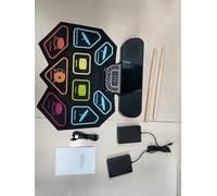 Walfront Set di Pad per Batteria Elettronica Kit di Batteria Elettrica Roll Up in Silicone con Doppio Altoparlante 9 Pad BT MIDI 8 Stili 10 Brani Dimostrativi per Principianti Esercizi a Casa e
