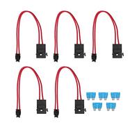 Walfront Set di Portafusibili per Lama per Autoveicoli da 5 Pezzi 16AWG Connettore Portafusibili Mini con Fusibile da 5 Pezzi 15A (Angolo piatto ACD 10,9 mm)