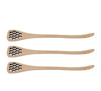 Walfront Set Mestolo per, Cucchiaio Agitatore per in Legno 3 Pezzi Modello Intagliato 7,3 Pollici per Ristorante Domestico, Facile Pulizia, Manico Lungo, Servire per tè Dessert (Legno naturale)