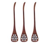 Walfront Set Mestolo per, Cucchiaio Agitatore per in Legno 3 Pezzi Modello Intagliato 7,3 Pollici per Ristorante Domestico, Facile Pulizia, Manico Lungo, Servire per tè Dessert (Colore laccato
