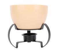 Walfront Set per Fonduta con 4 Forchette, Pentola in Ceramica e Porcellana, Design Elegante per Sciogliere Formaggio e Cioccolato, Ideale per Riunioni di Famiglia e Feste (Beige)