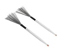 Walfront Spazzola per Batteria, Spazzola per Percussioni a Doppia Testa a Doppio Scopo in Acero per Batteristi Jazz e Principianti (WHITE)