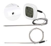Walfront Termometro per BBQ Touch Screen, Termometro per Carne Digitale in ABS con 2 Sonde Pieghevoli e Timer, 8 Impostazioni di Cottura per Carne 5 per Grigliare Cottura Al Forno Frittura Domestica