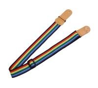 Walfront Tracolla per Chitarra Arcobaleno Tracolla Larga Regolabile in Cotone e Pelle da 35,63 a 60,63 Pollici con Tasca per Plettro e Fascetta per Paletta per Bassisti Acustici Elettrici e Ukulele