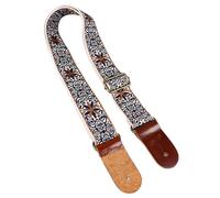 Walfront Tracolla per Ukulele ricamata. Elegante Tracolla in Nylon con estremità in Pelle Regolabili, Compatibile con Tutti gli Ukulele (stile 1)