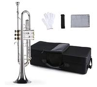 Walfront Tromba Piatta BB Professionale con Bocchino 5 ° C Silver Palliato Comodo e Facile da Soffiare Fornendo un Tono Eccellente BrassandwoodWindInstruments Bells Bellsuli