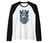 Walhalla Odin Morti Corvi & Lupi Nave vichinga Odino Maglia con Maniche Raglan
