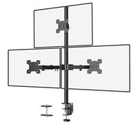 WALI Braccio Monitor Triploo per Schermi fino a 27 pollici, Supporto Monitor Scrivania VESA 75/100mm Morsetto a C/base opzionale, Regolabile Rotazione e Inclinabile, Capacità di Carico da 10kg(M003)