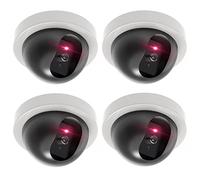 Wali Dummy Fake Security CCTV Dome Camera con luce LED rossa lampeggiante con adesivi di sicurezza (SDW-4), 4 confezioni, bianco