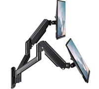 WALI GSWM002 - Supporto da parete per doppio monitor fino a 32" e 10 kg, braccio per monitor con doppia molla a gas completamente regolabile e girevole, braccio di estensione max 49 cm, VESA 75 e 100