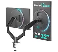 WALI Supporti per Bracci per Supporto per Doppio Monitor, per 2 Monitor, Staffa VESA Girevole per Montaggio su Tavolo con Molla a Gas Completamente Regolabile con Morsetto a C (GSMP002), Nero Opaco