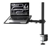 WALI Supporto da scrivania per 1 laptop fino a 17 pollici, completamente regolabile, capacità 10 kg con supporto per piattaforma di raffreddamento ventilato (M00LP)