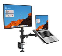 Wali supporto da tavolo per monitor LCD con extra di vassoio per 1 laptop/notebook (fino a 43,2 cm) e 1 monitor LCD (fino a 68,6 cm) uso, completamente regolabile, capacità 10 kilogram (wl-m001lp)