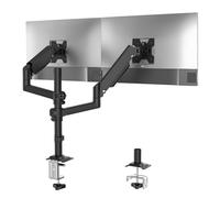WALI Supporto doppio per monitor da 13 a 32 pollici, bracci regolabili a molla a gas con rotazione inclinabile, braccio doppio per monitor con morsetto a C e montaggio con occhiello, VESA 75 e 100 mm,