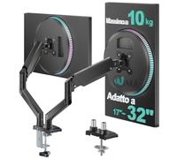 WALI Supporto per doppio monitor, supporto da scrivania regolabile con molla a gas per 2 monitor, braccio per monitor resistente fino a 34 pollici, supporta fino a max 9 kg, fori di montaggio massimi
