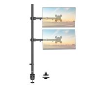 WALI Supporto per doppio monitor, supporto verticale per monitor extra alto con asta da 39", bracci estesi completamente regolabili, adatto a due schermi fino a 32" 10 kg (M12XXL), nero