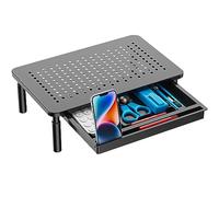 WALI Supporto per monitor del computer con contenitore, regolabile in altezza a 3 livelli, per laptop con prese d'aria, organizer da scrivania per computer, laptop, stampanti, notebook (STT003D-B),