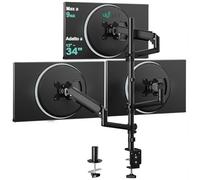 WALI Supporto triplo per monitor da 17-32 pollici, completamente regolabile per 3 monitor con morsetto e base con passacavo, braccio per monitor con molla a gas, fino a 9 kg ciascuno, VESA 75 x 75 100