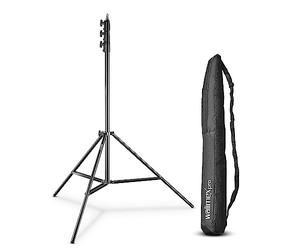 Walimex pro AIR 355 stativo per lampada - stativo con sospensione pneumatica, altezza massima 355 cm, capacità di carico 8 kg, molto alto e stabile, alluminio