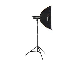 Walimex pro Campaigner 400 HS Set singolo con ricevitore integrato da 2,4 GHz, 400 W, tempo di combustione veloce, luce a LED e pannello di controllo facile da usare, finitura in alluminio di alta