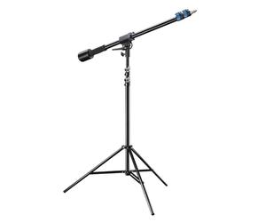 Walimex pro Galgenstativ - 115 bis 400cm mit 1,5 kg Gegengewicht, Arbeitshöhe 0 bis 400 cm, Stativ mit Federdämpfung, Galgen Auszugselement mit 3 Teleskop Sektionen von 70 bis 183 cm ausziehbar