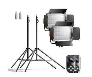 Walimex pro LED Niova 600 Daylight e treppiede Set da 2 con pannelli LED da 36 W e stativi di altezza regolabile