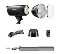 Walimex pro LED Niova Plus DL 100 W + Treppiede, set con luce LED dimmerabile più stativo flash con ammortizzatore a molla fino a 256 cm di altezza