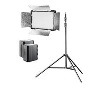 walimex pro LED Versalight 500 Daylight Set - composto da lampada a pannello, treppiede per lampada fino a 260 cm e 2 batterie ricaricabili