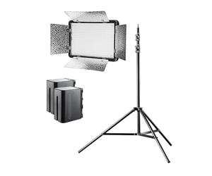 walimex pro LED Versalight 500 Daylight Set - composto da lampada a pannello, treppiede per lampada fino a 260 cm e 2 batterie ricaricabili